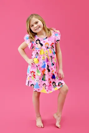 Pink Princess Milk Silk Flutter Dress