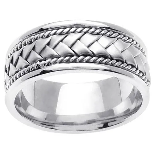 Platinum Wedding Band in 8.5mm Comfort Fit Mens or Ladies Handmade Wedding Ring