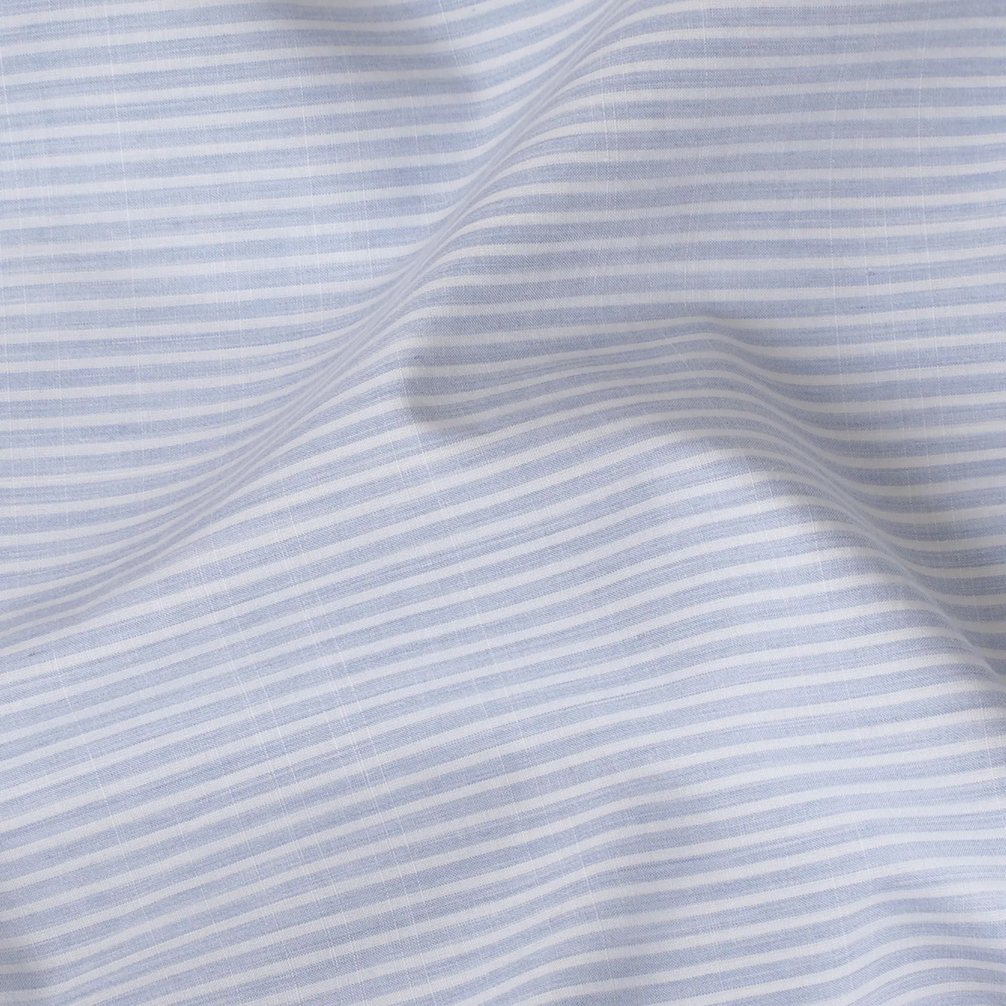 Powder blue Premium pure Italian 100% cotton shirting fabric with white print in stripe design-D16640