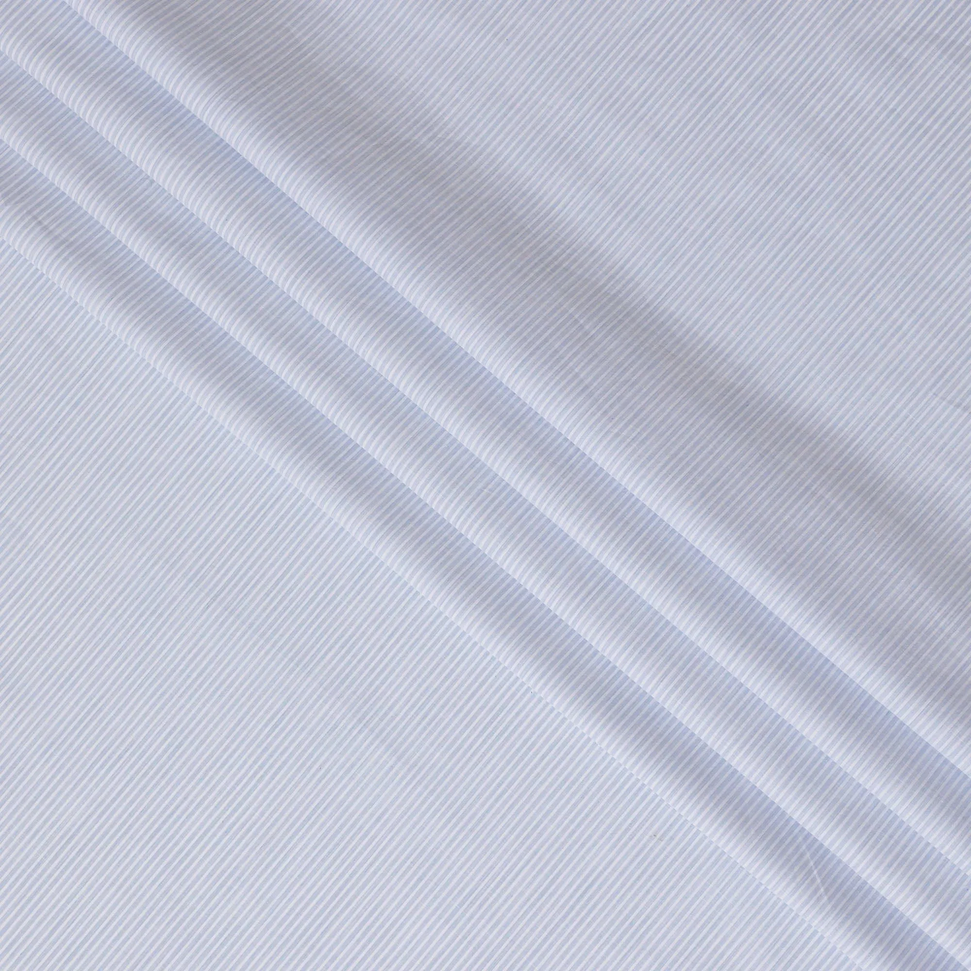 Powder blue Premium pure Italian 100% cotton shirting fabric with white print in stripe design-D16640