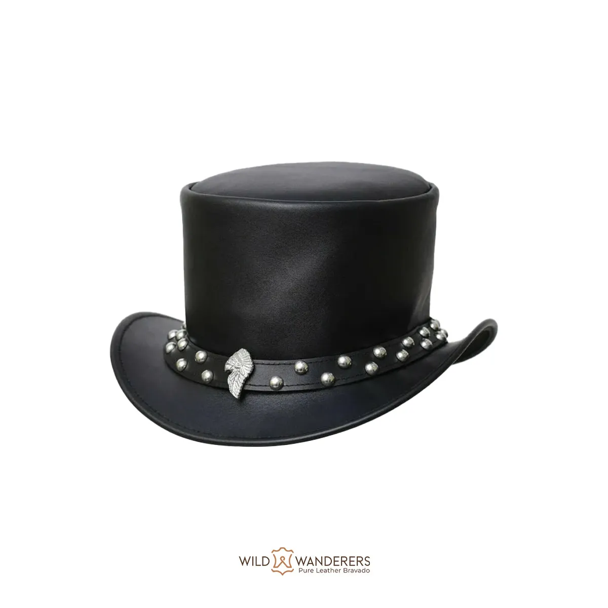 Premium Leather Maverick's Crown Biker Top Hat