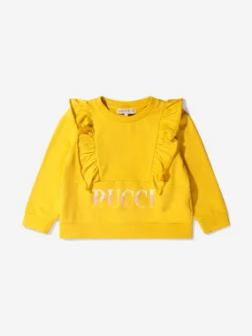 Pucci Girls Cotton Frilly Trim Logo Sweatshirt