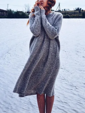 Pure Color Knitted Warm Dress