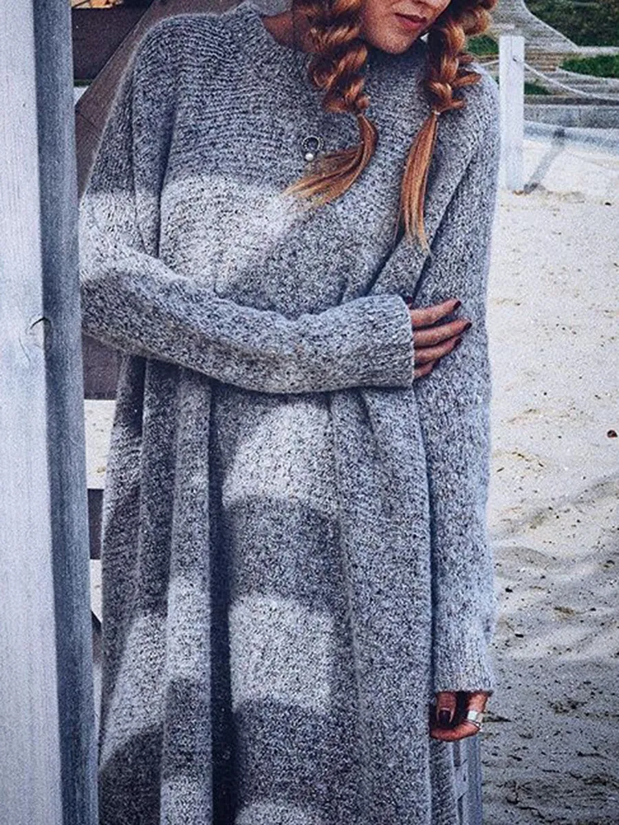 Pure Color Knitted Warm Dress