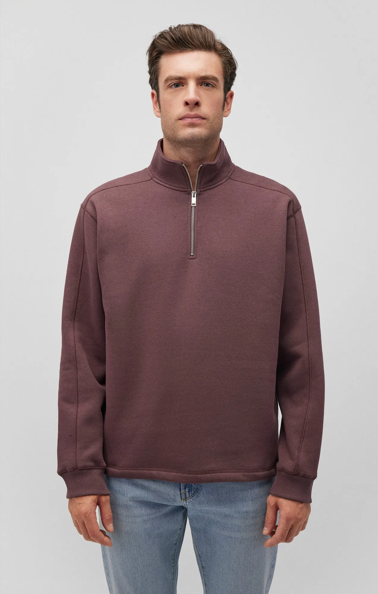 QUARTER ZIP SWEATSHIRT IN HUCKLEBERRY