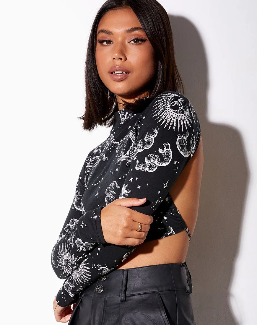 Quelia Crop Top in Night Sky Black