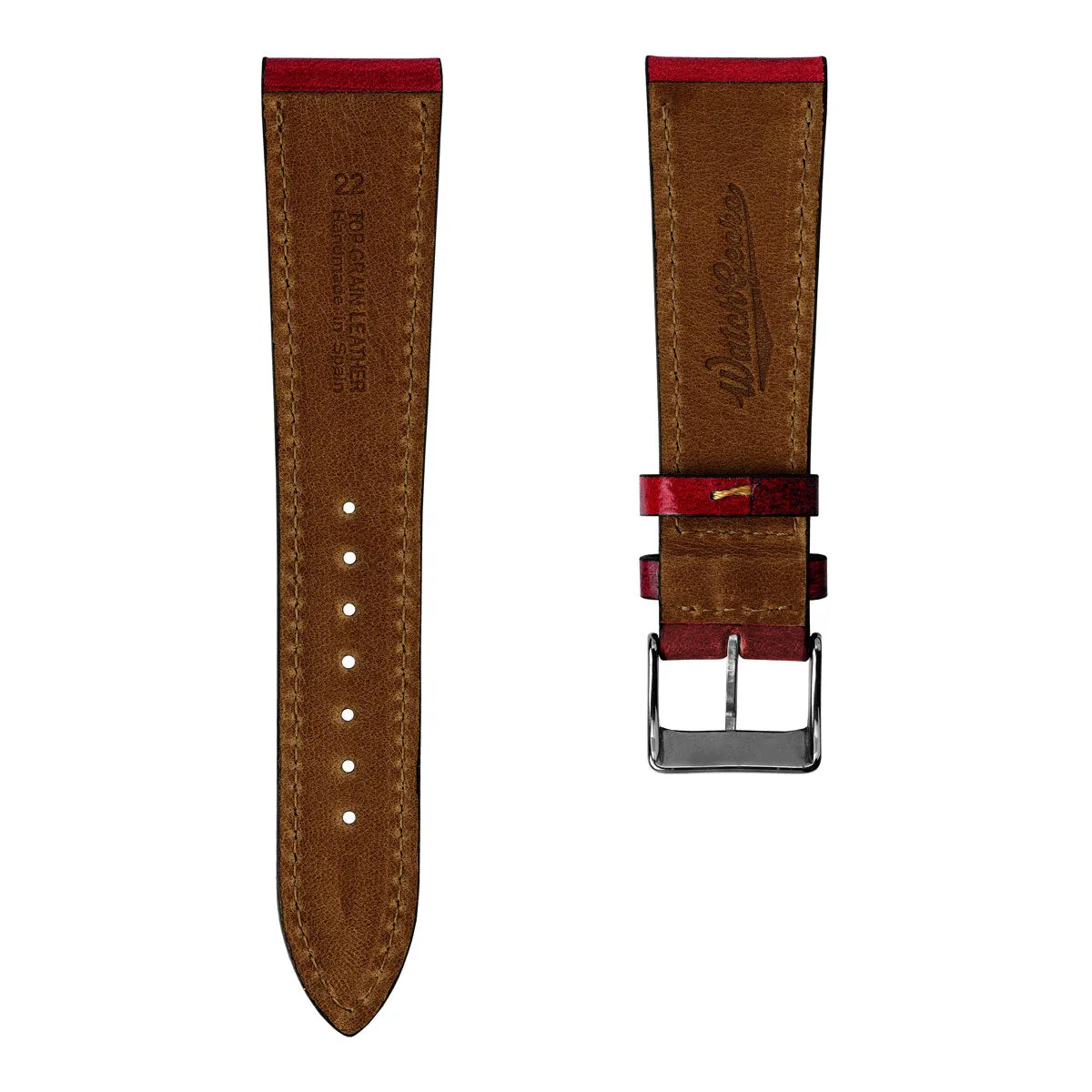 Radstock Vintage Genuine Leather Watch Strap - Bright Red