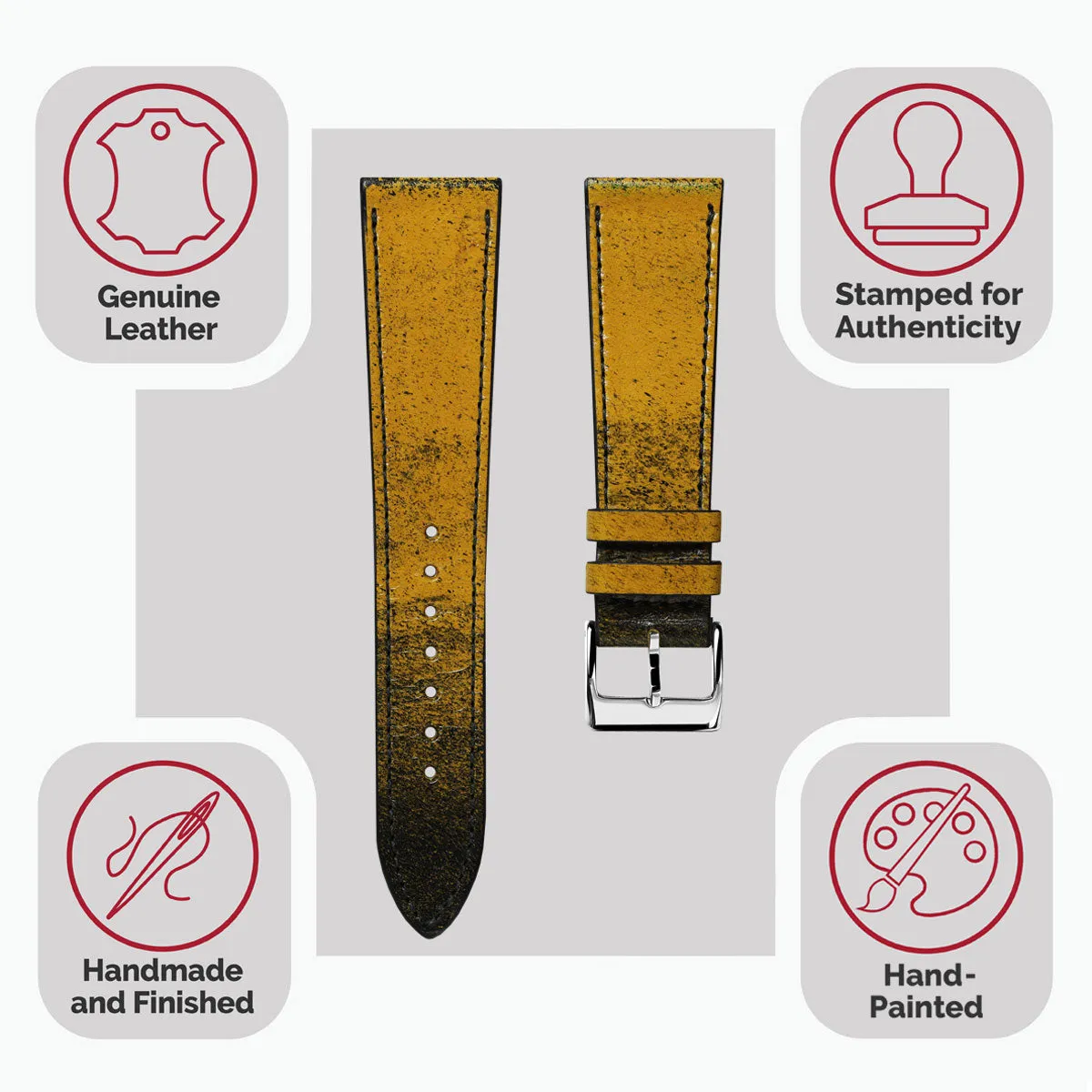 Radstock Vintage Genuine Leather Watch Strap - Vintage Gold