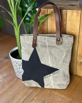 Recycled Canvas Bag - Black Star