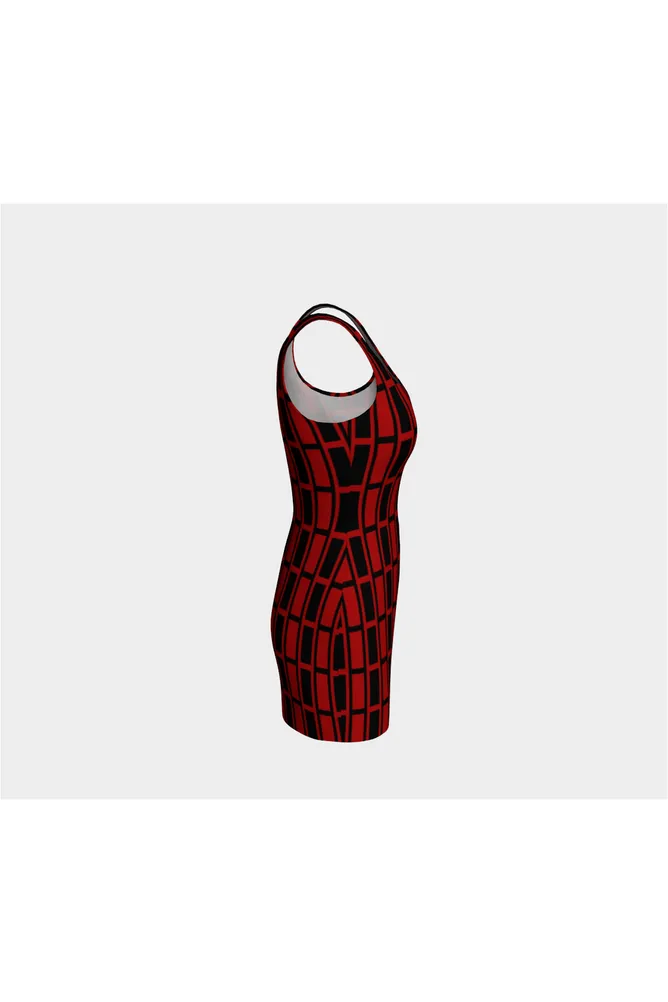 Red and Black Matrix Bodycon Dress