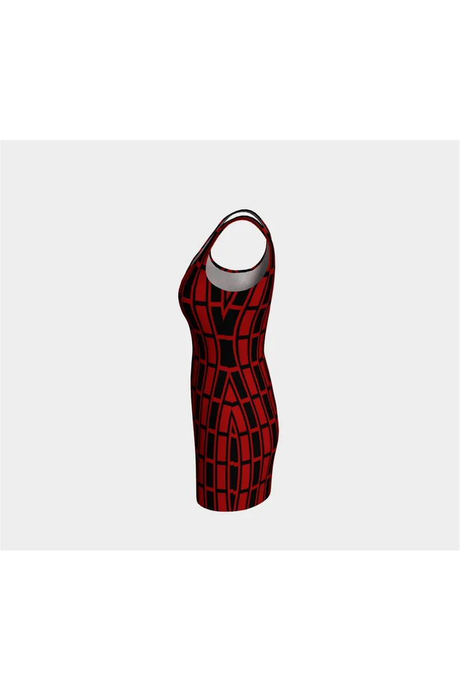 Red and Black Matrix Bodycon Dress