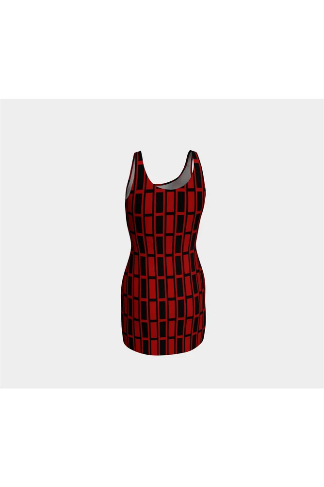 Red and Black Matrix Bodycon Dress