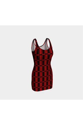 Red and Black Matrix Bodycon Dress