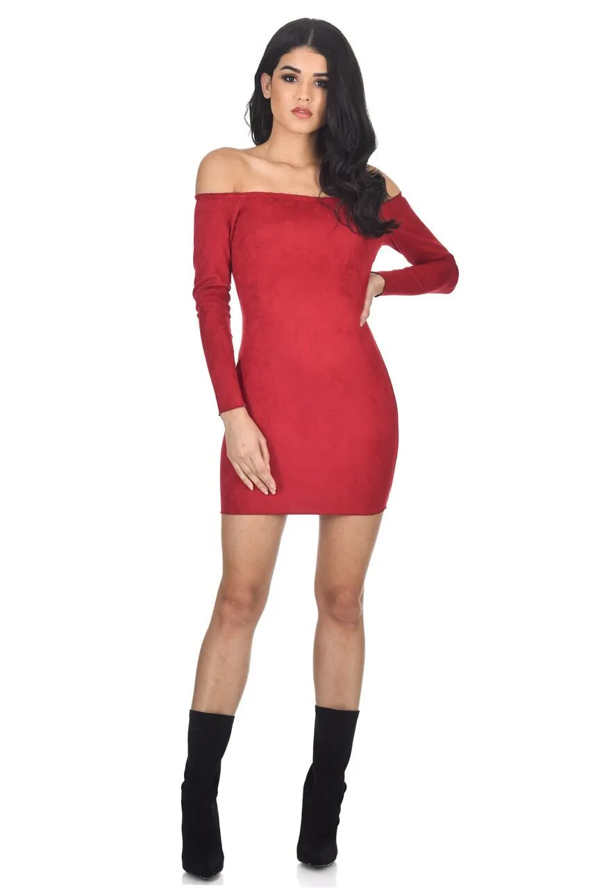 Red suede Bodycon dress