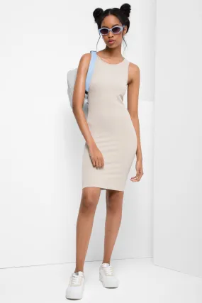 Rib Seamless Sleeveless Dress Natural