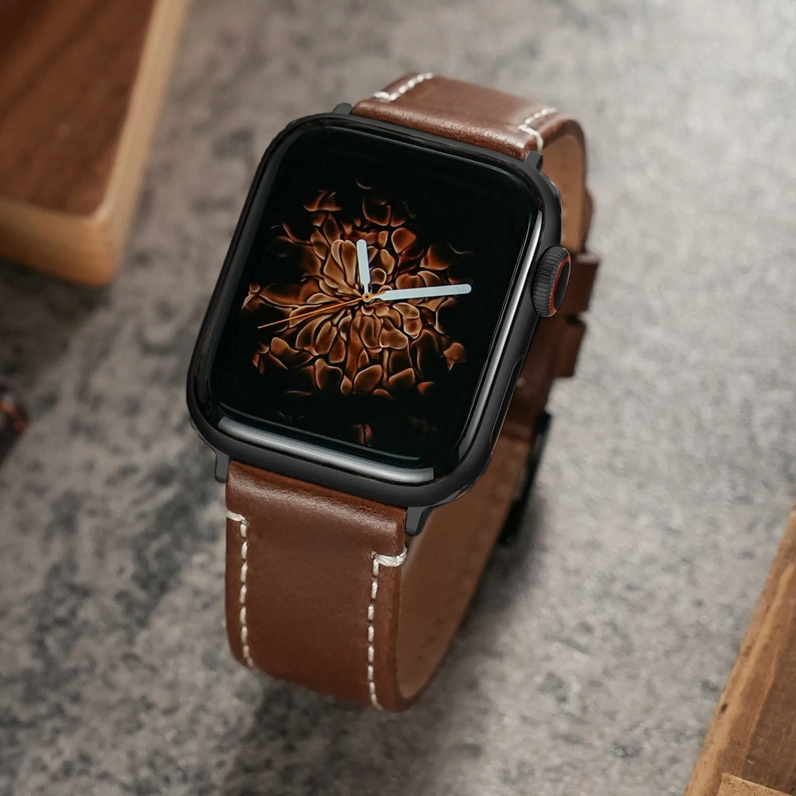 Ritche Brown Top Grain Leather iWatch Band in 38, 40, 41, 42, 44, 45mm