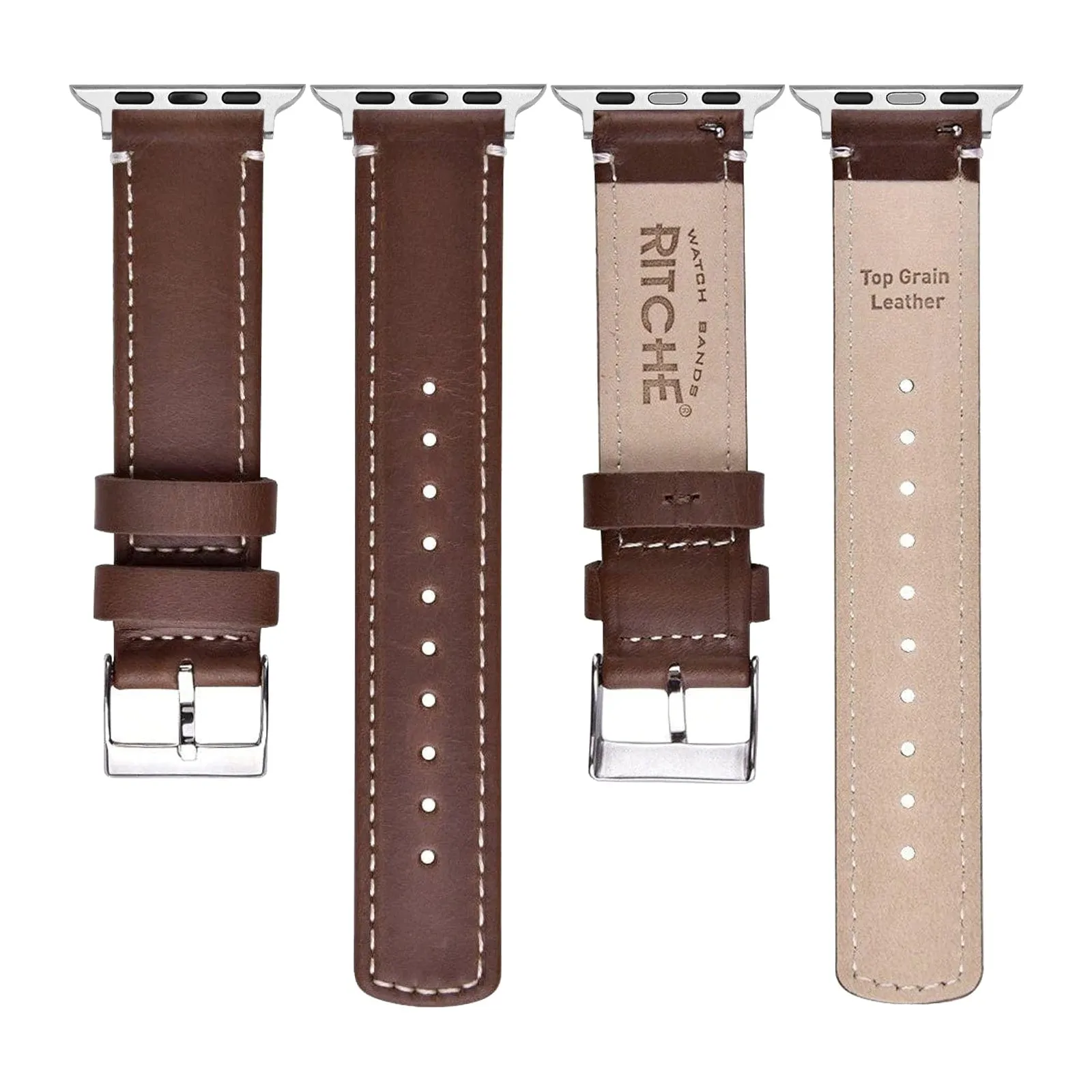 Ritche Brown Top Grain Leather iWatch Band in 38, 40, 41, 42, 44, 45mm