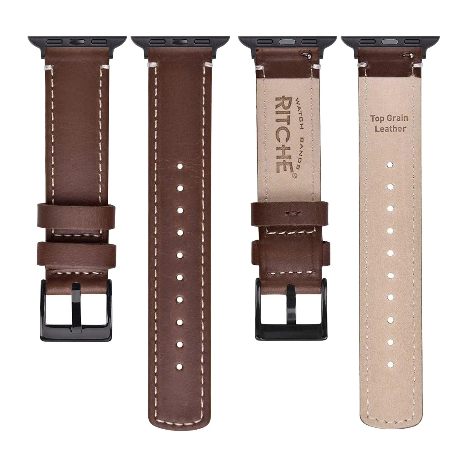 Ritche Brown Top Grain Leather iWatch Band in 38, 40, 41, 42, 44, 45mm