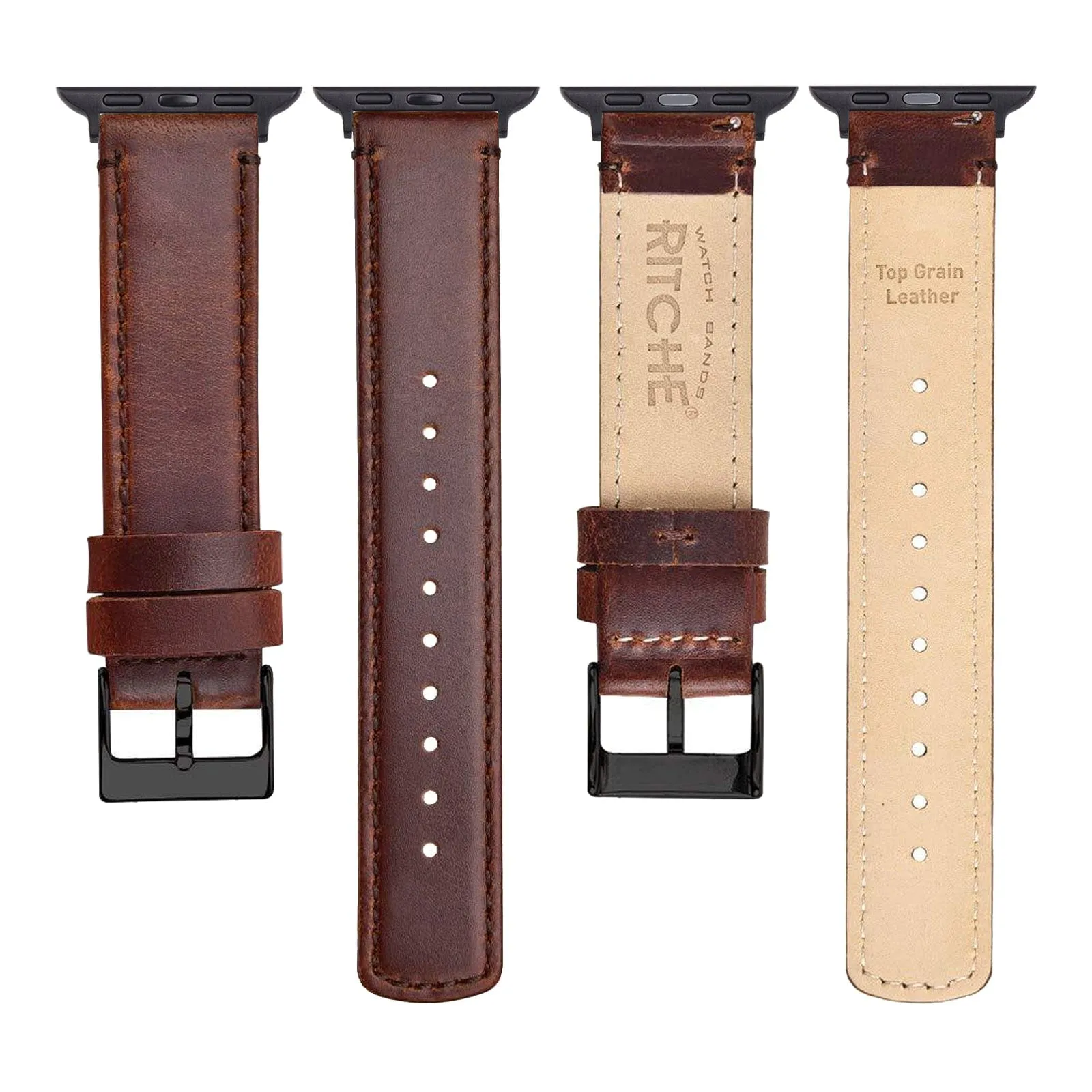 Ritche Coffee Top Grain Leather iWatch Band in 38, 40, 41, 42, 44, 45mm