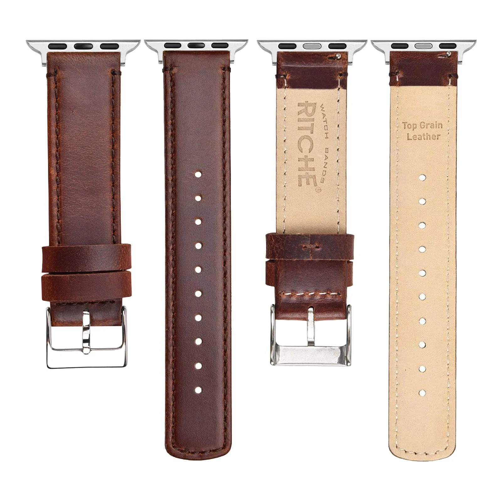 Ritche Coffee Top Grain Leather iWatch Band in 38, 40, 41, 42, 44, 45mm