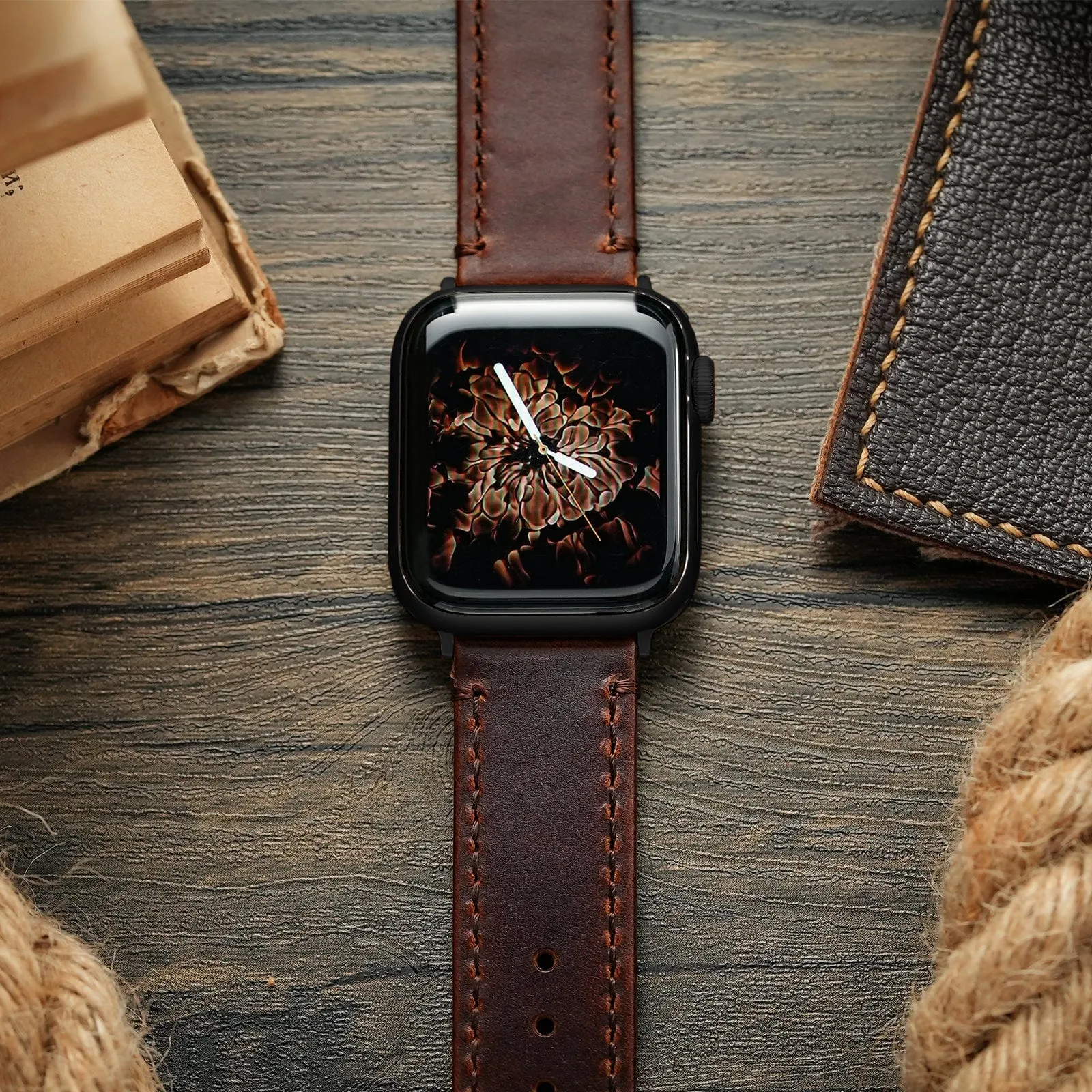 Ritche Coffee Top Grain Leather iWatch Band in 38, 40, 41, 42, 44, 45mm