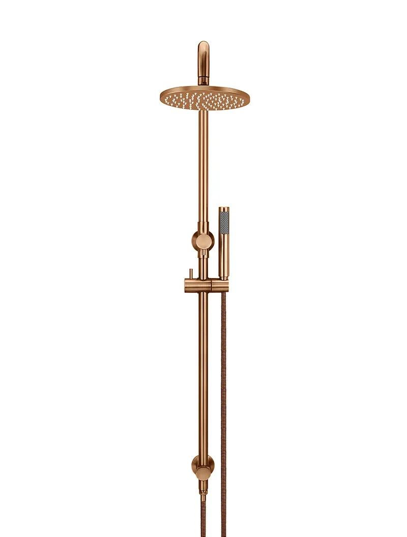 Round Combination Shower Rail, 200mm Rose, Single Function Hand Shower - Lustre Bronze