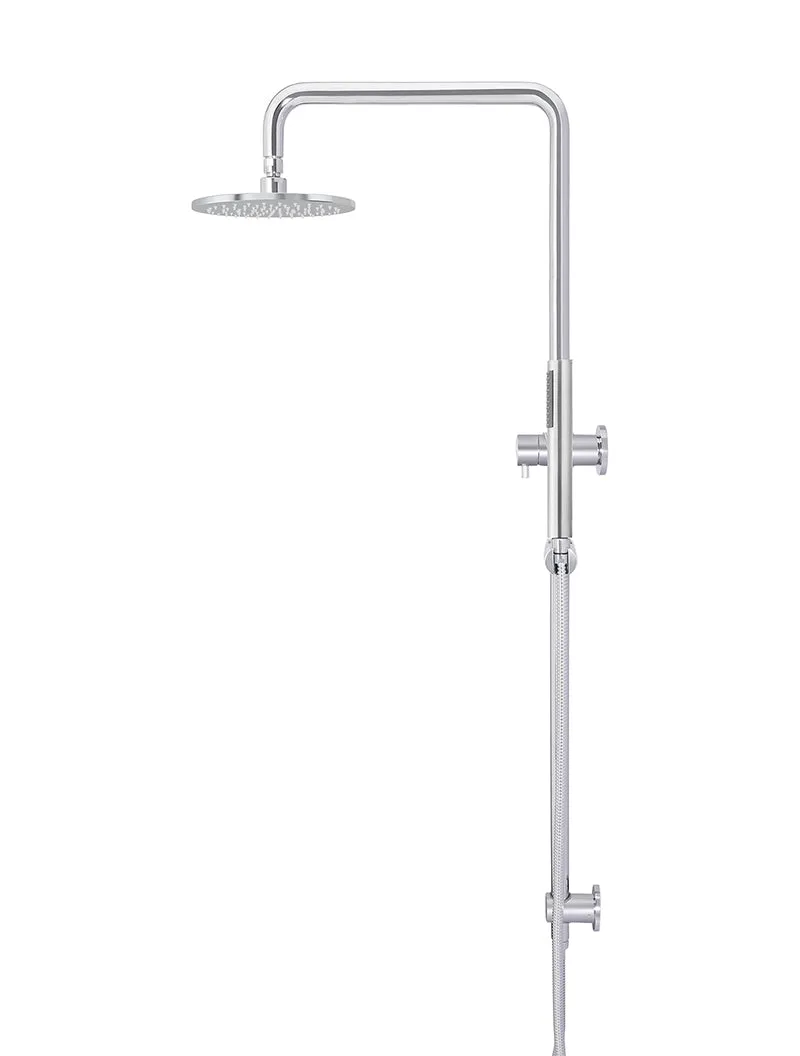 Round Combination Shower Rail, 200mm Rose, Single Function Hand Shower - Polished Chrome