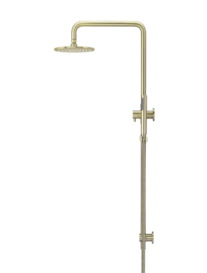 Round Combination Shower Rail, 200mm Rose, Single Function Hand Shower - PVD Tiger Bronze