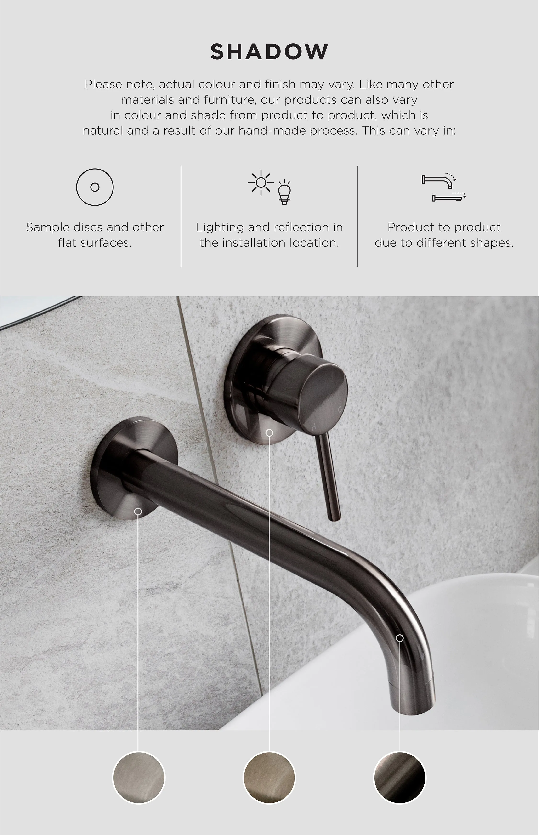 Round Combination Shower Rail, 200mm Rose, Single Function Hand Shower - Shadow Gunmetal