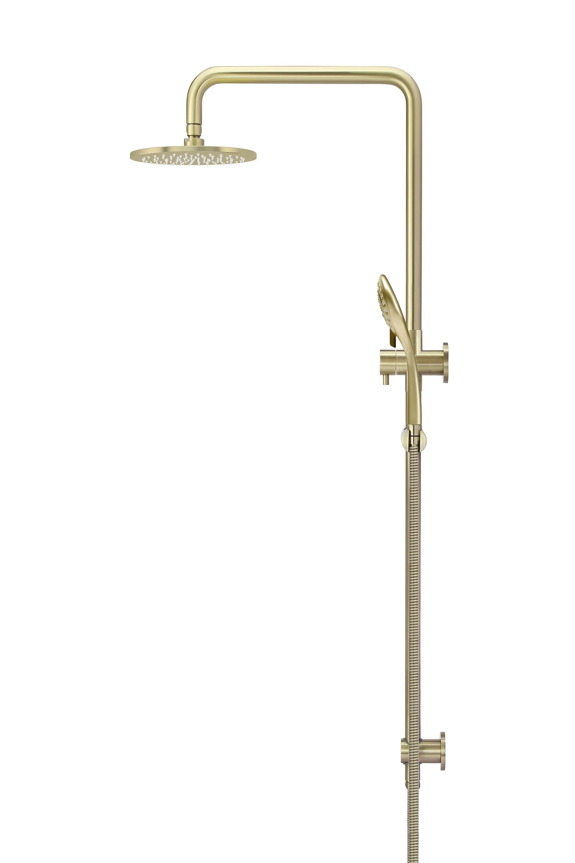 Round Combination Shower Rail 200mm Rose, Three Function Hand Shower - PVD Tiger Bronze