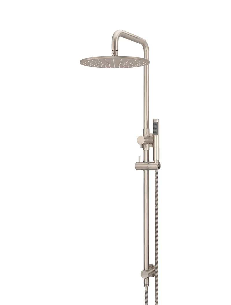 Round Combination Shower Rail, 300mm Rose, Single Function Hand Shower - Champagne