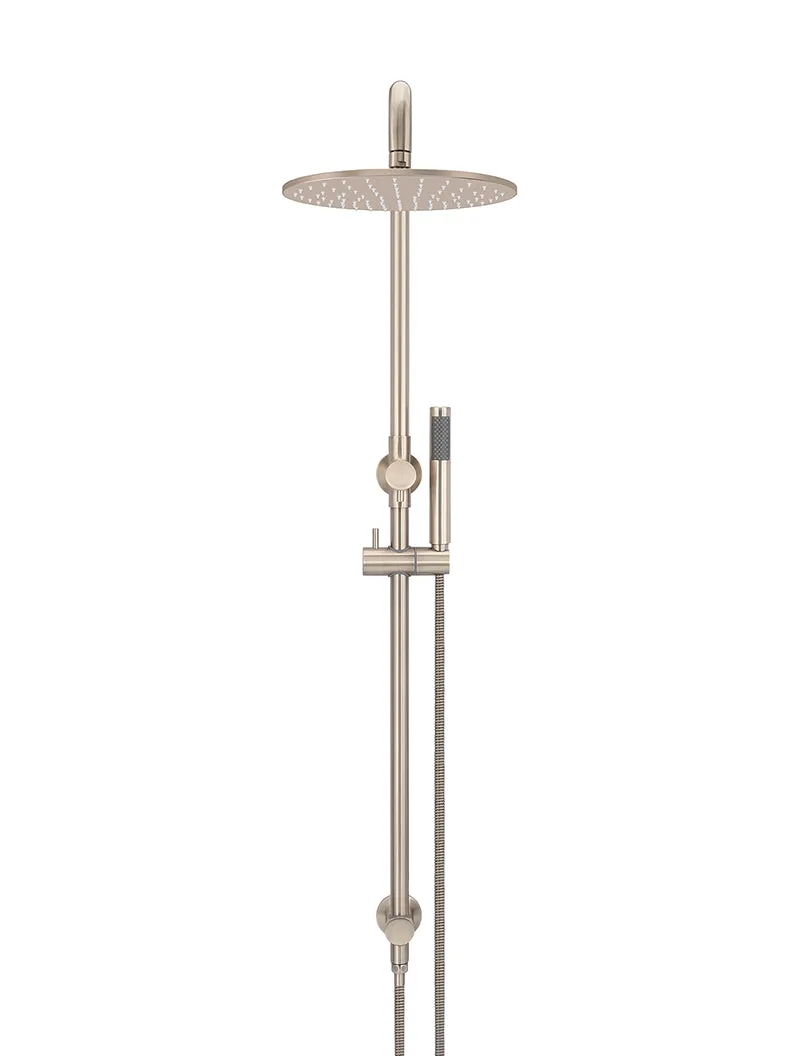 Round Combination Shower Rail, 300mm Rose, Single Function Hand Shower - Champagne