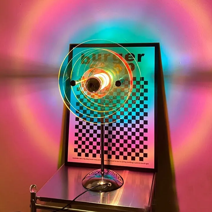 Round Gradient Holographic Rainbow Projector Lamp