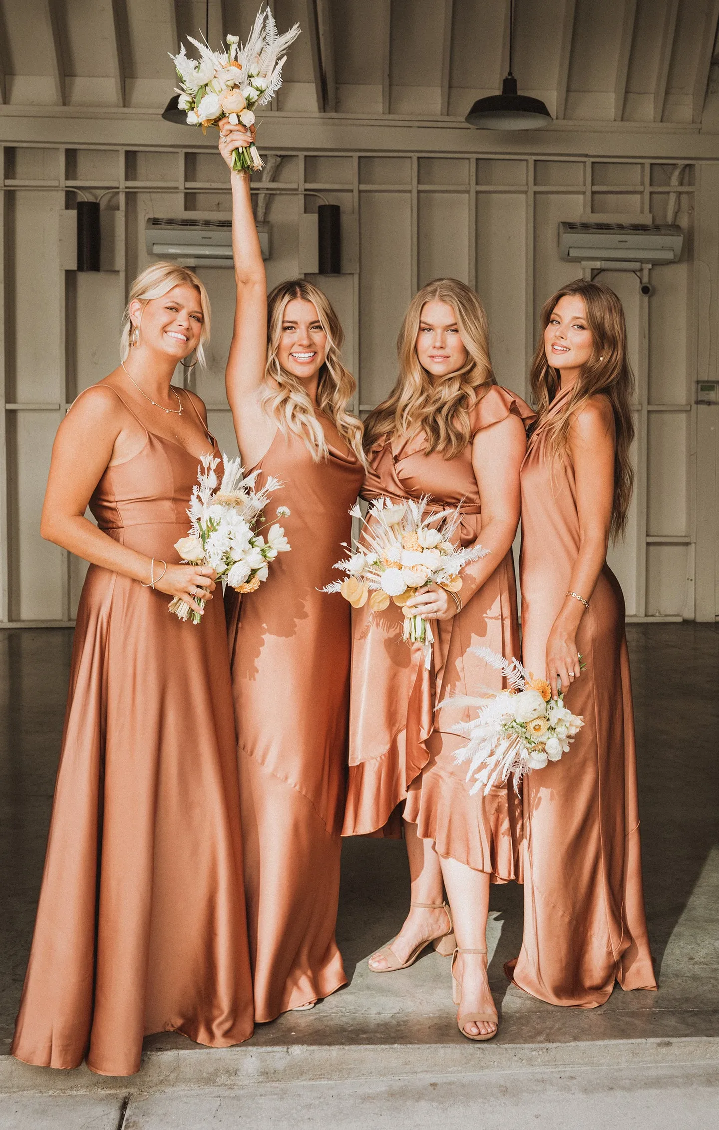 Samantha Ruffle Wrap Dress ~ Copper Luxe Satin