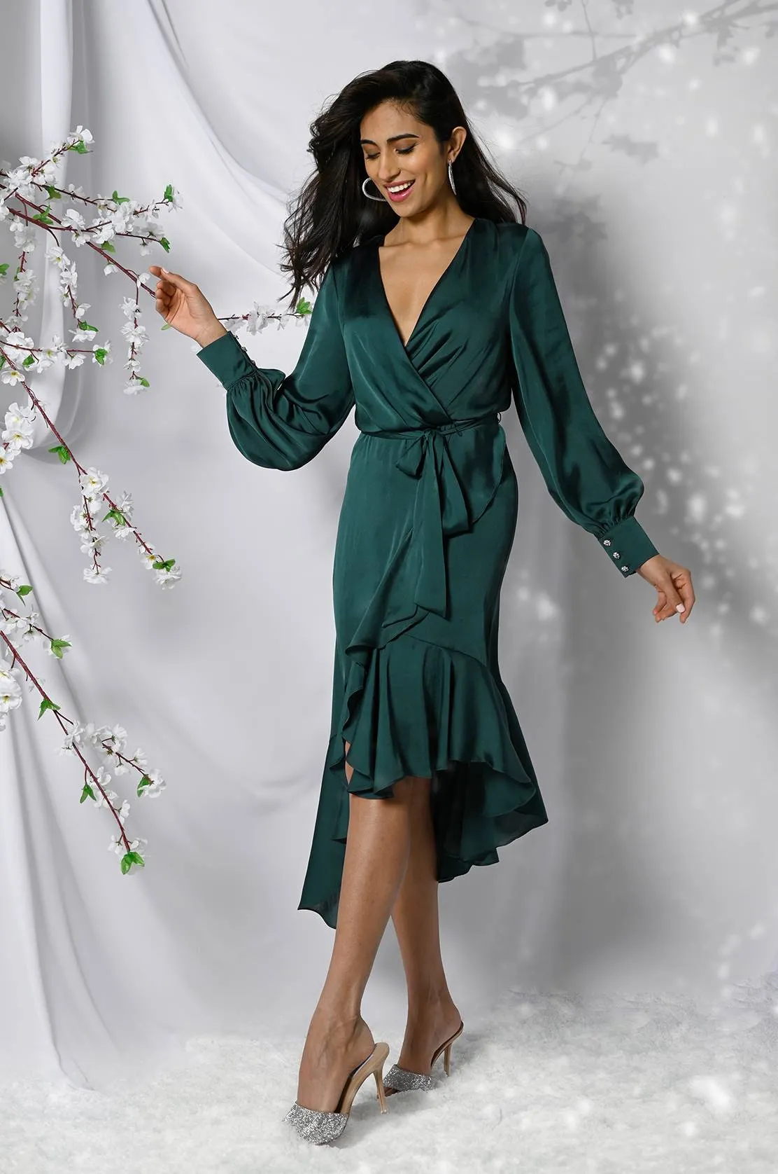 SATIN WRAP DRESS