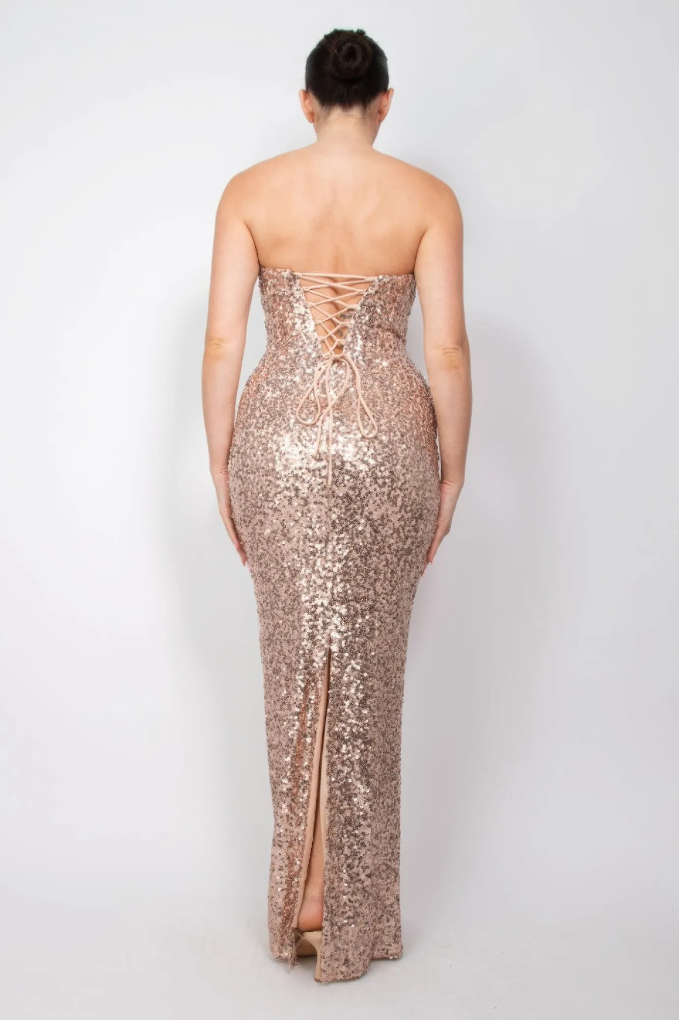 Sequin V-bar Crisscross Tube Dress