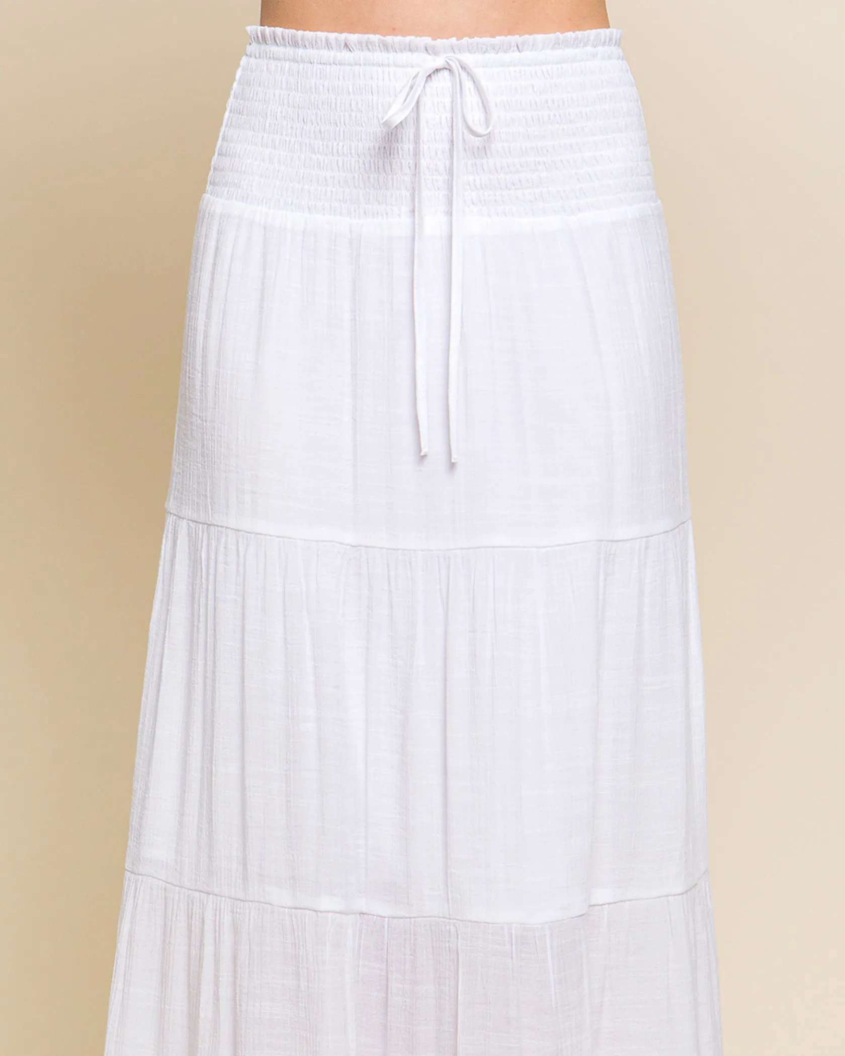 SMOCKED MAXI SKIRT