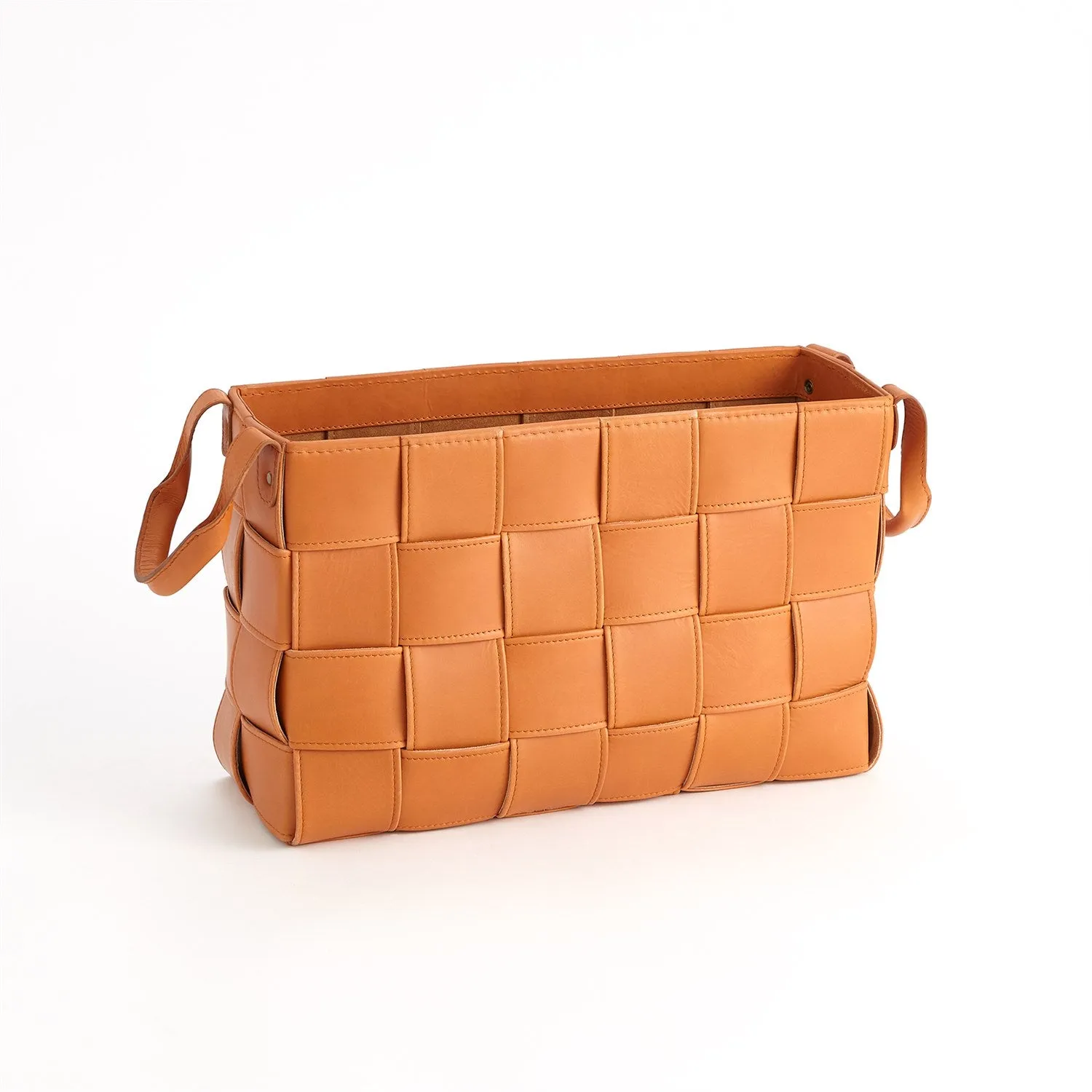 Soft Woven Leather Basket - Orange - 2 sizes