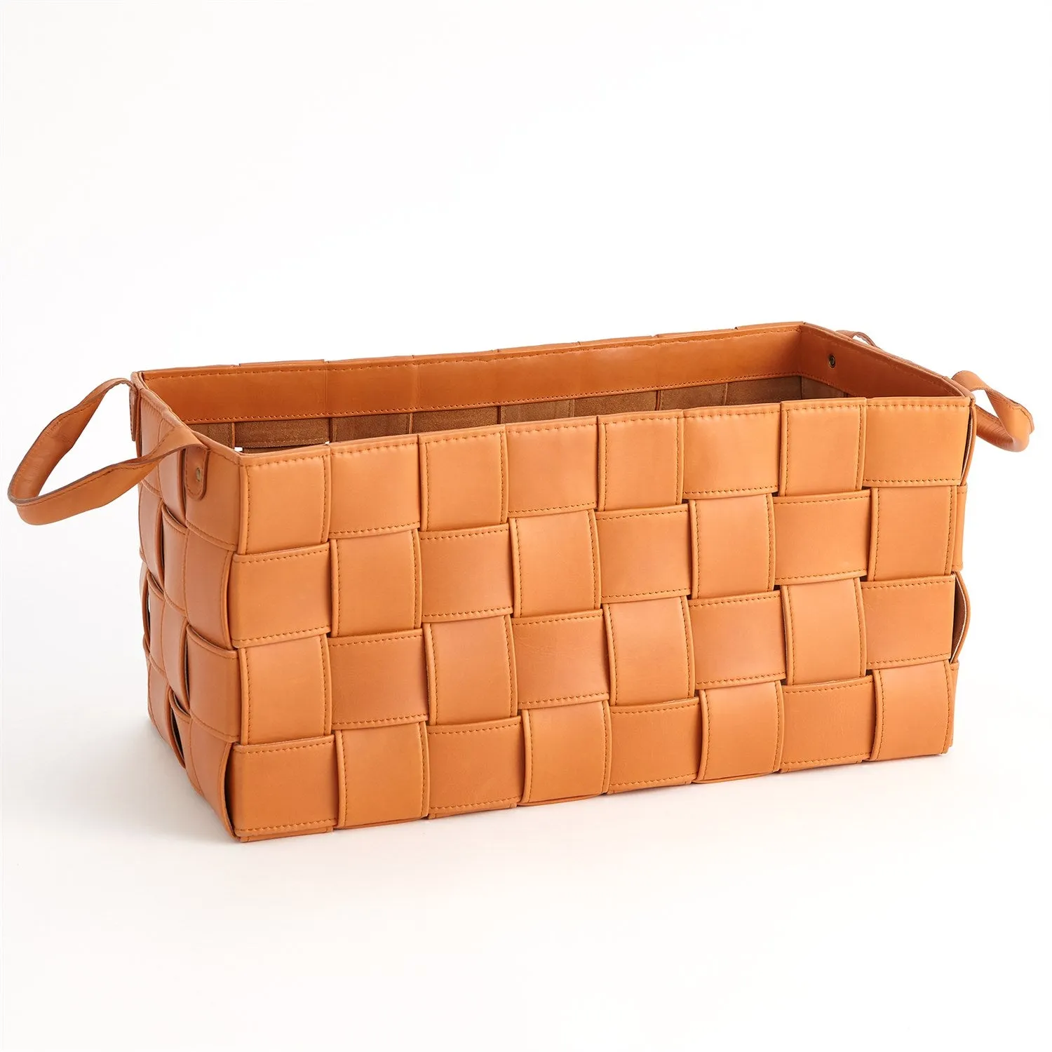 Soft Woven Leather Basket - Orange - 2 sizes