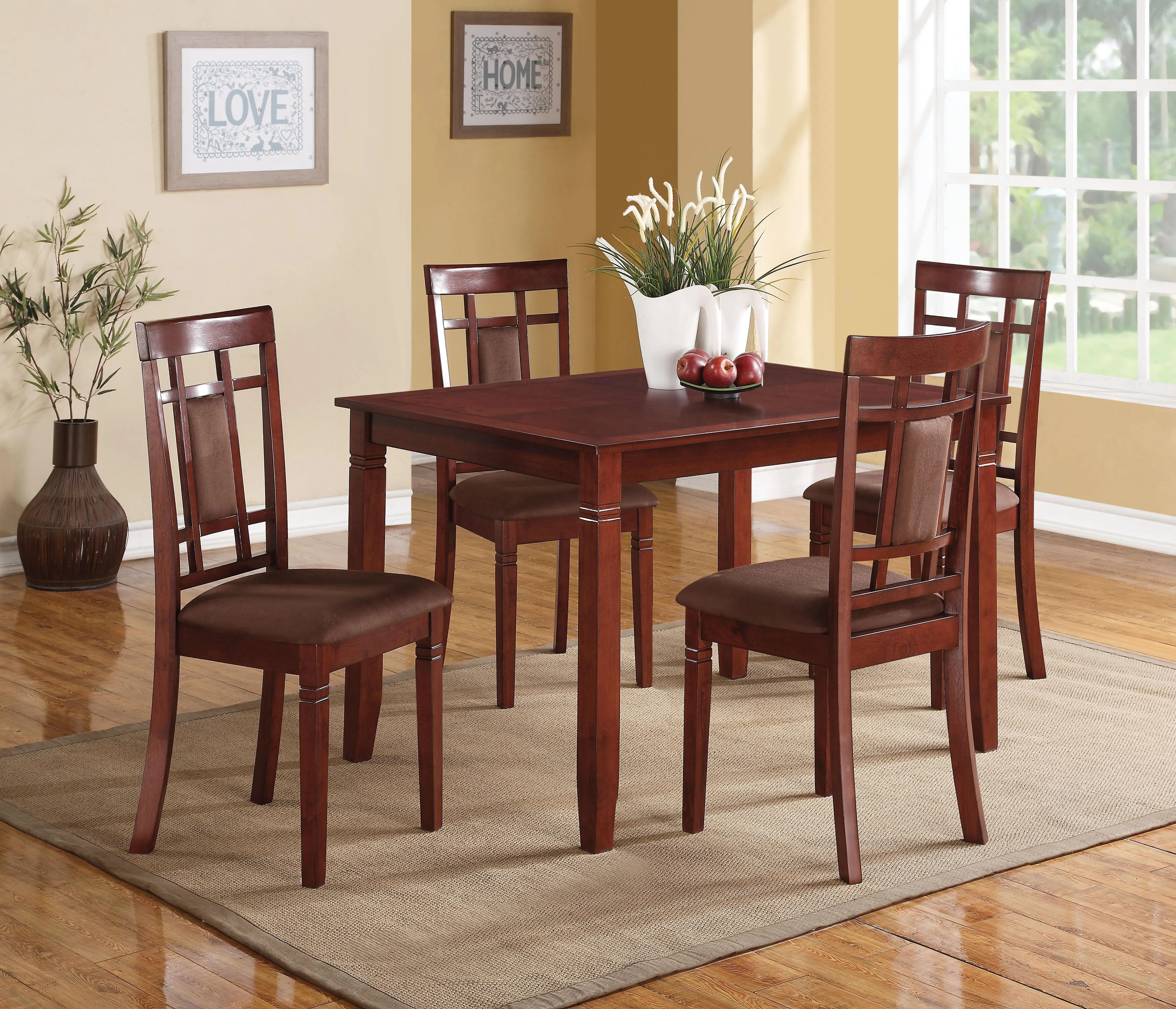 Sonata Cherry & Chocolate Microfiber Dining Set (5Pc Pk)