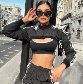 Sports Crop Top & Extreme Crop Shrug 2 Piece Set