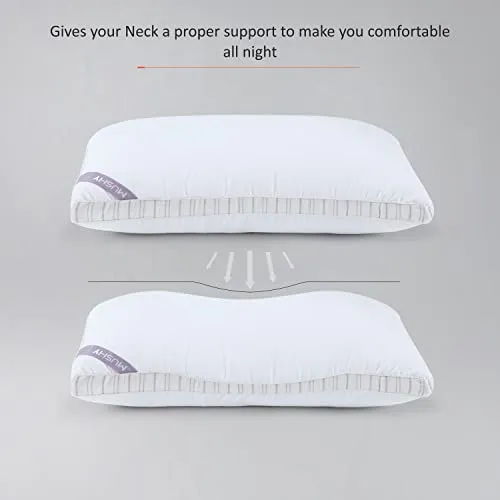 SPREAD SPAIN® Microfiber Mushy Pillow for Sleeping & Neck Pain Relief Suitable for Back Sleeper, Side Sleeper & Stomach Sleeper, Set of 2 (45 x 68 cm, White)