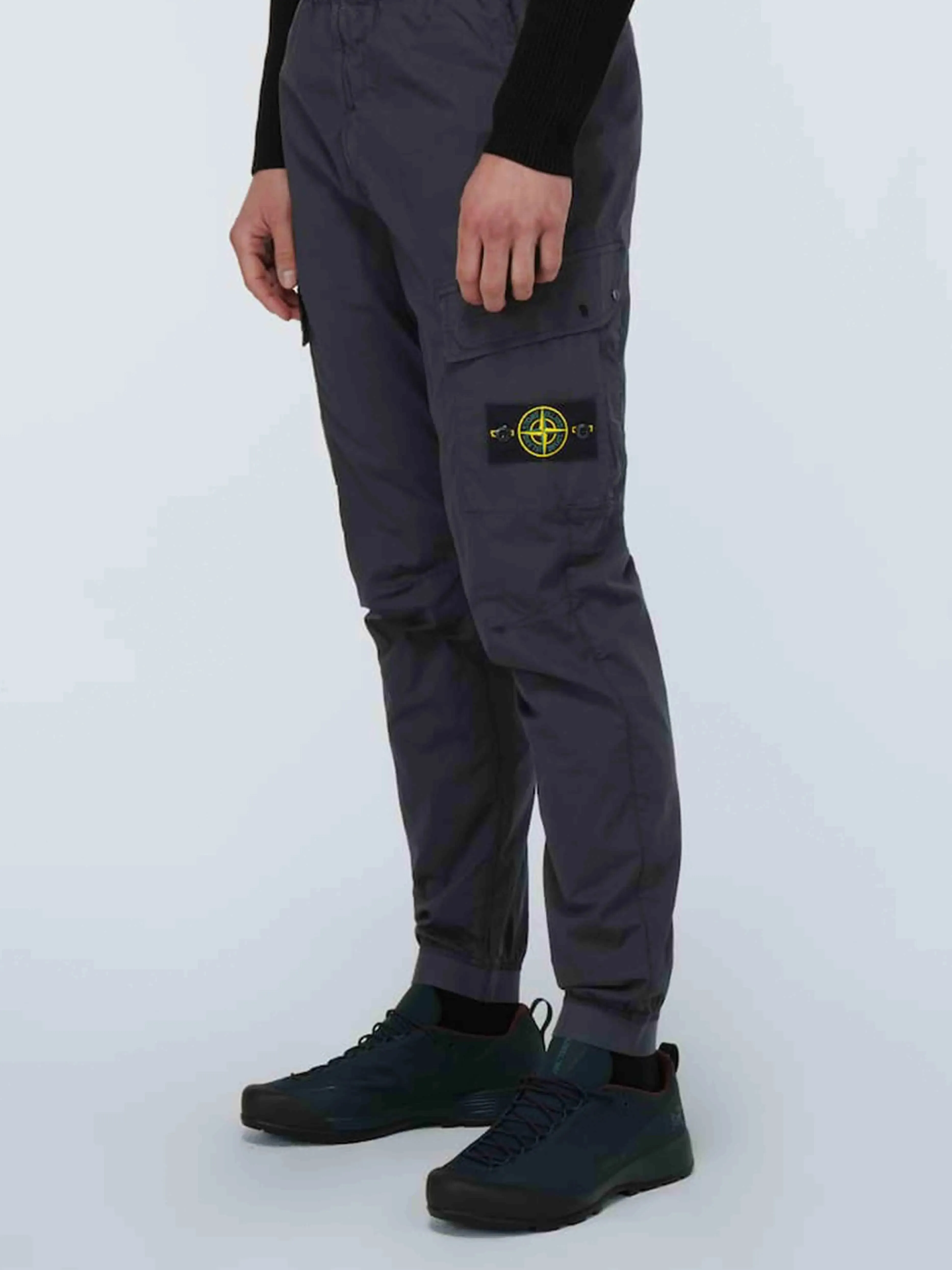 Stone Island Cotton Stretch Cargo Pants Charcoal