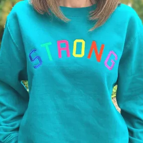 Strong Embroidered Teal Sweatshirt