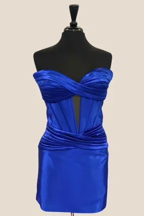 Sweetheart Royal Blue Keyhole Bodycon Short Dress