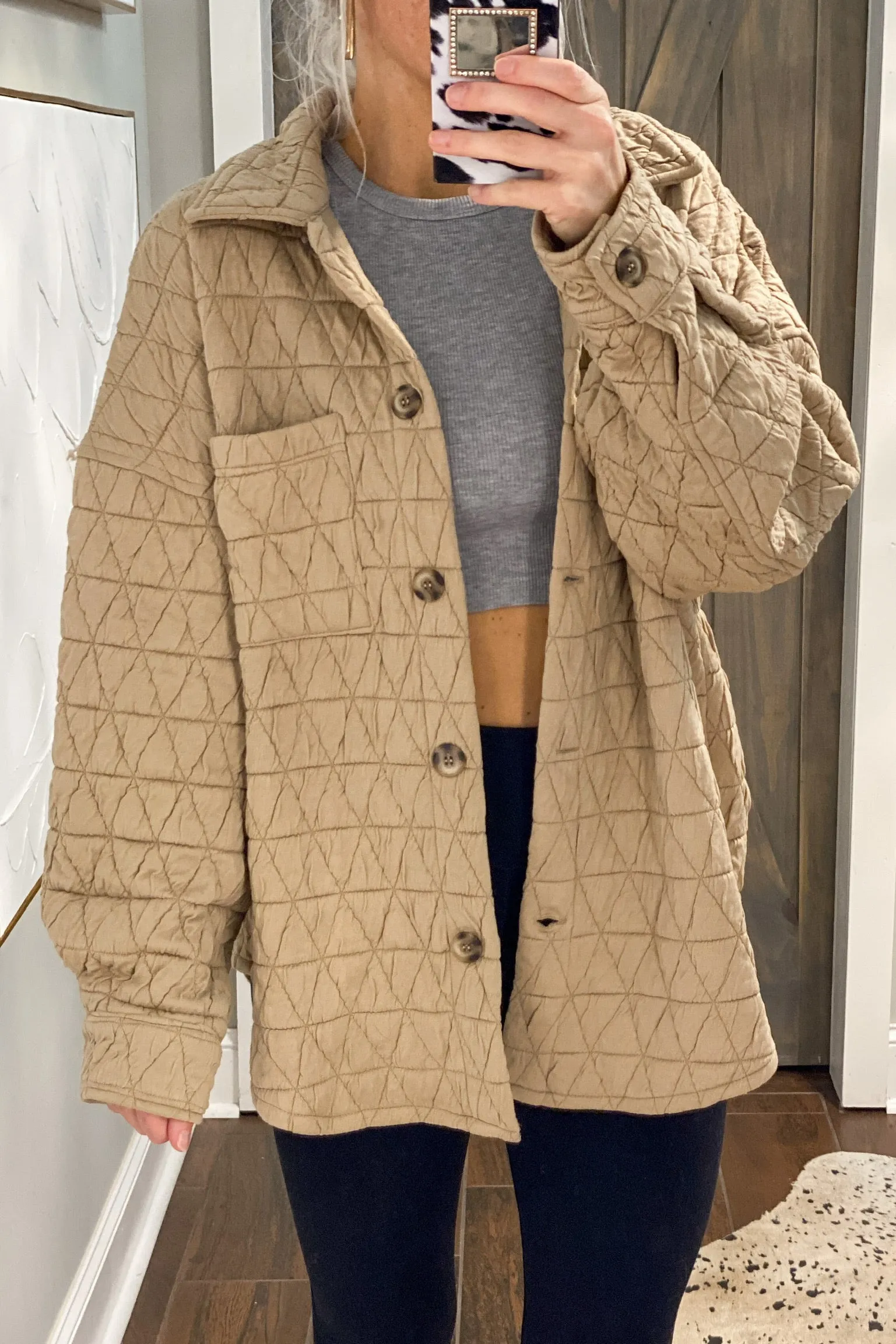 Taupe Quilted Shacket