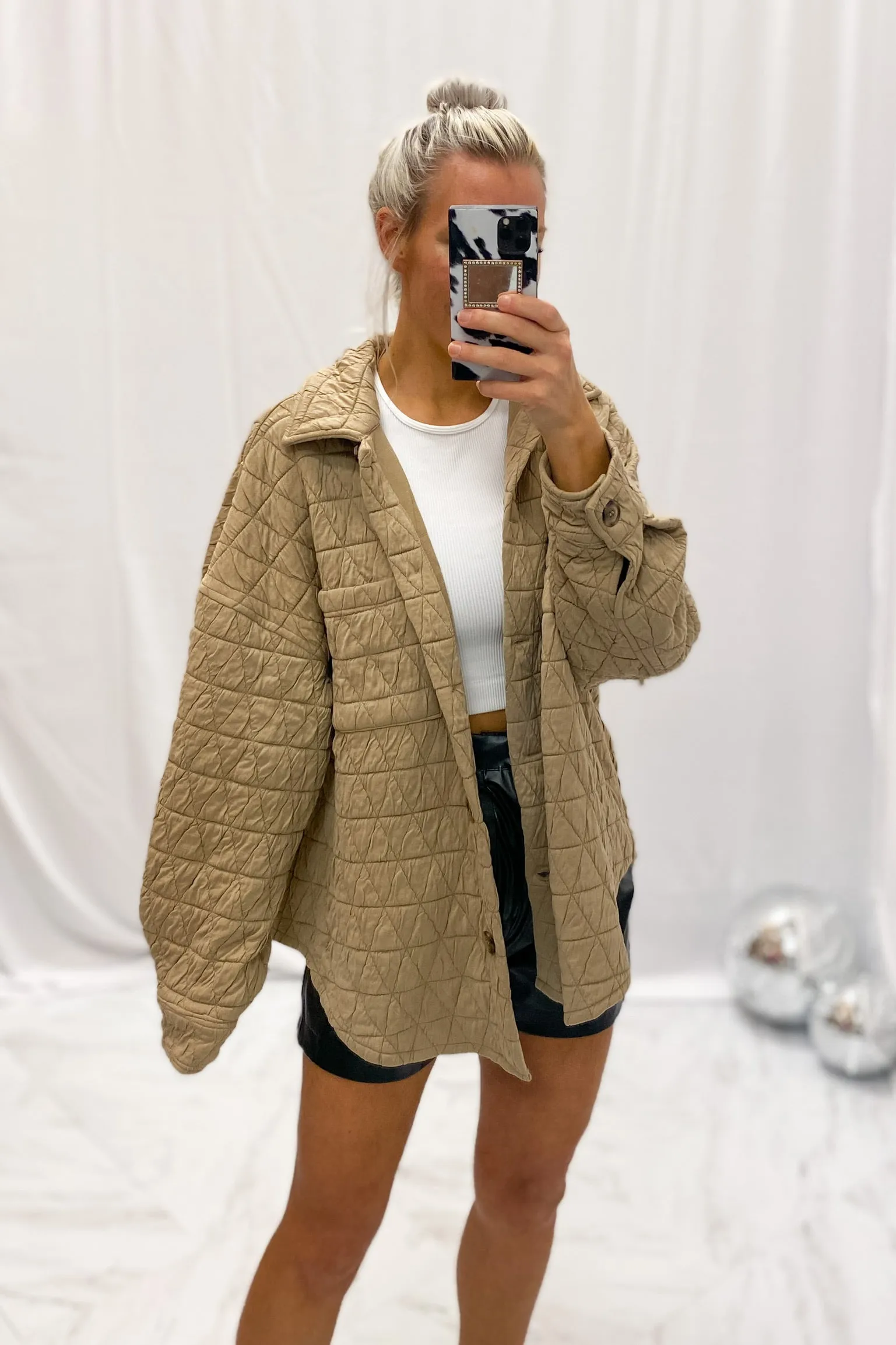 Taupe Quilted Shacket