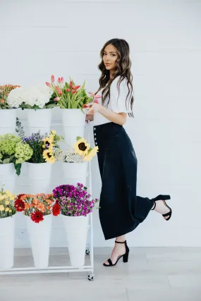 The Ariana Denim Maxi Skirt in Jet Black