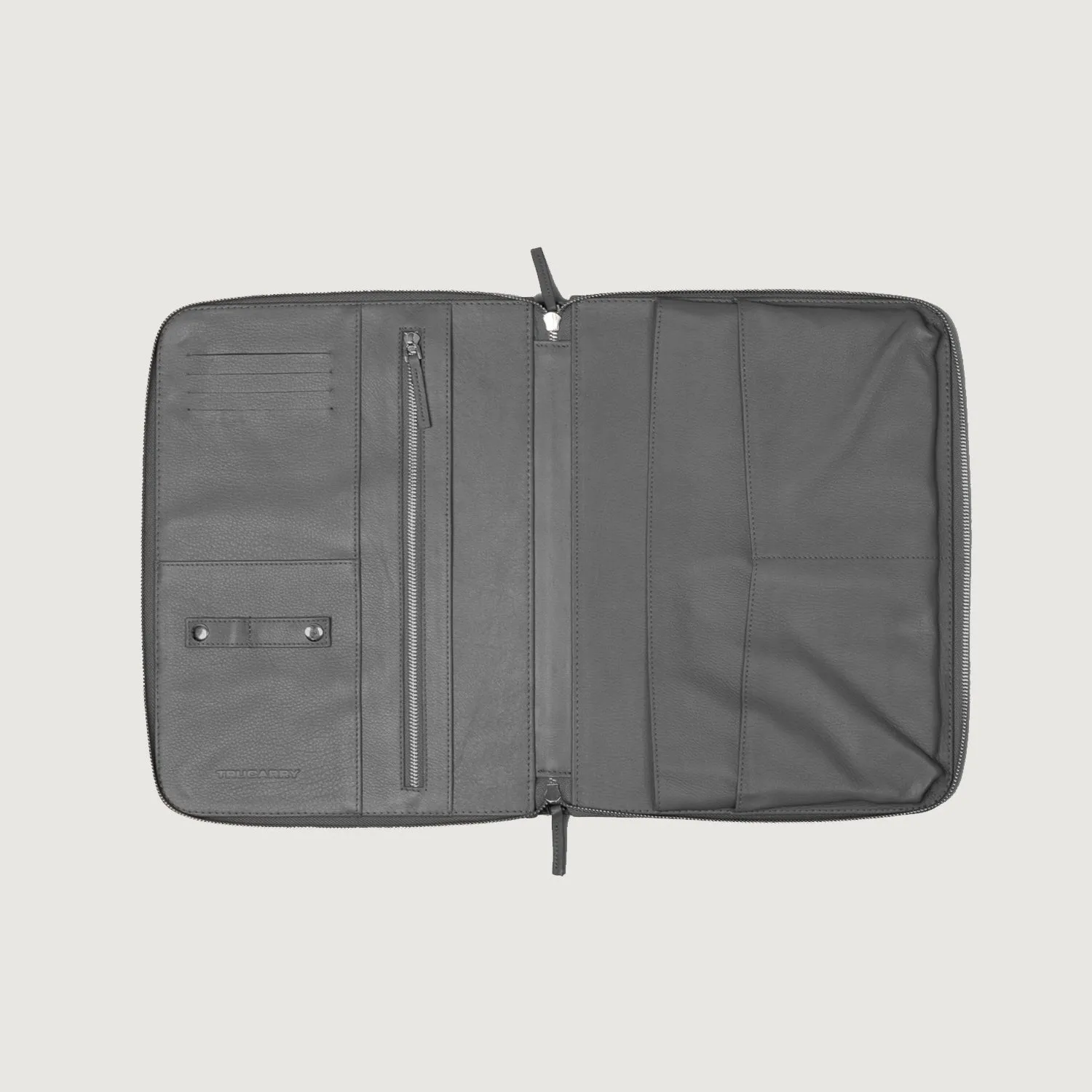 The Eclectic Grey Leather Folio Organizer