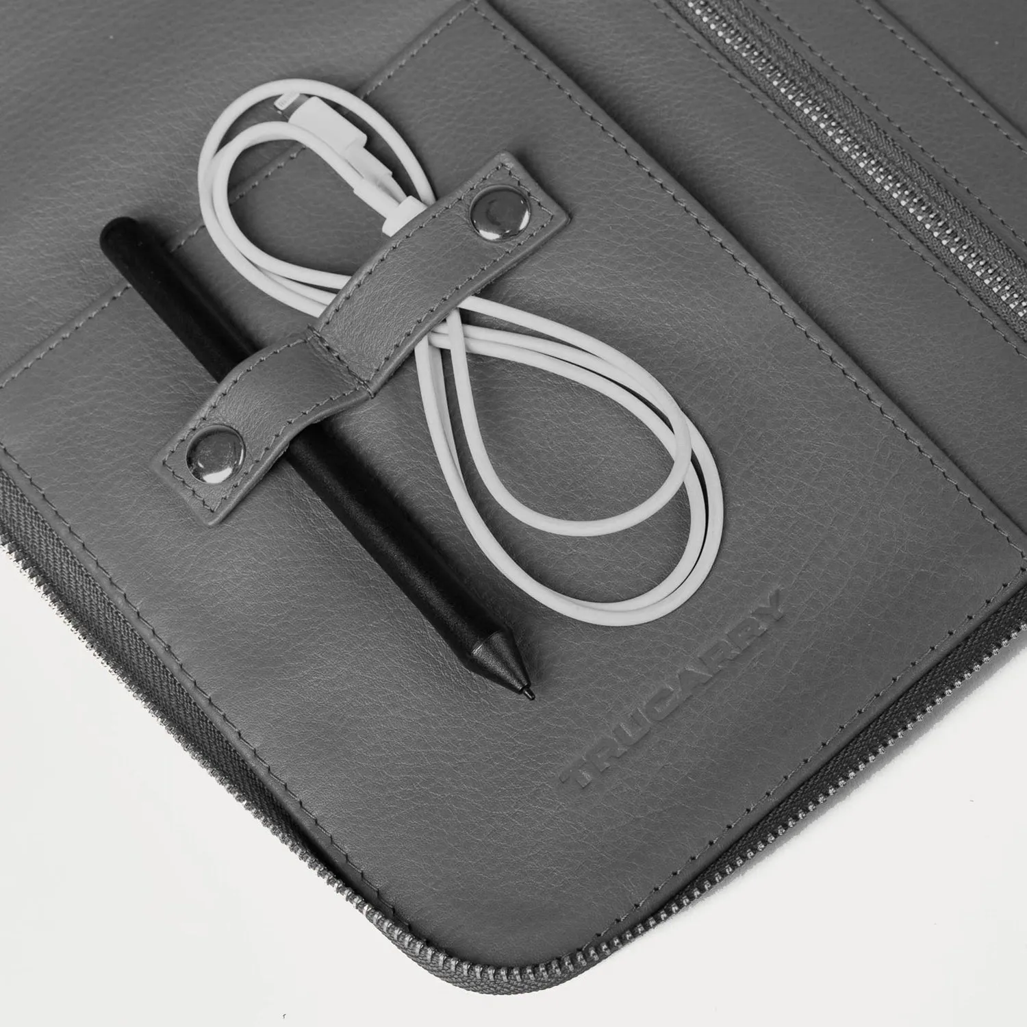 The Eclectic Grey Leather Folio Organizer